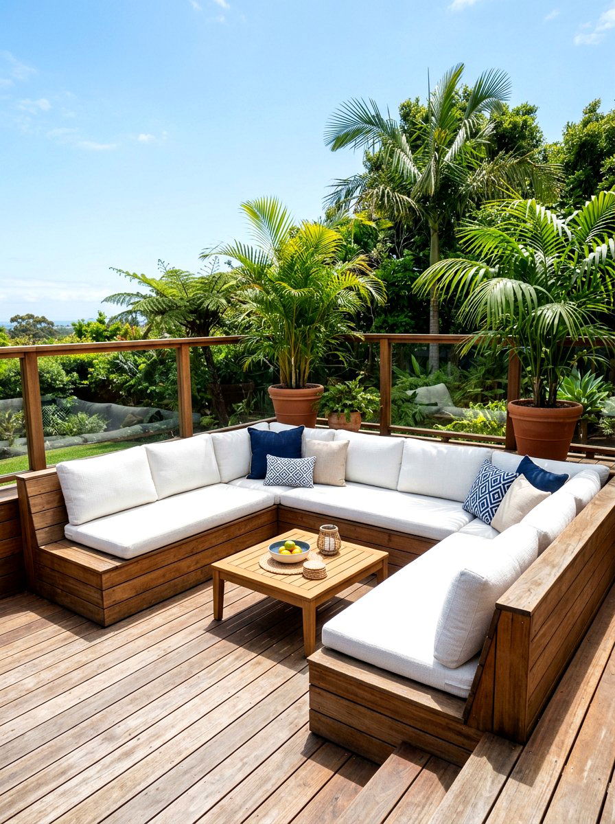 Built In Deck Seating - 30 small yard landscaping ideas