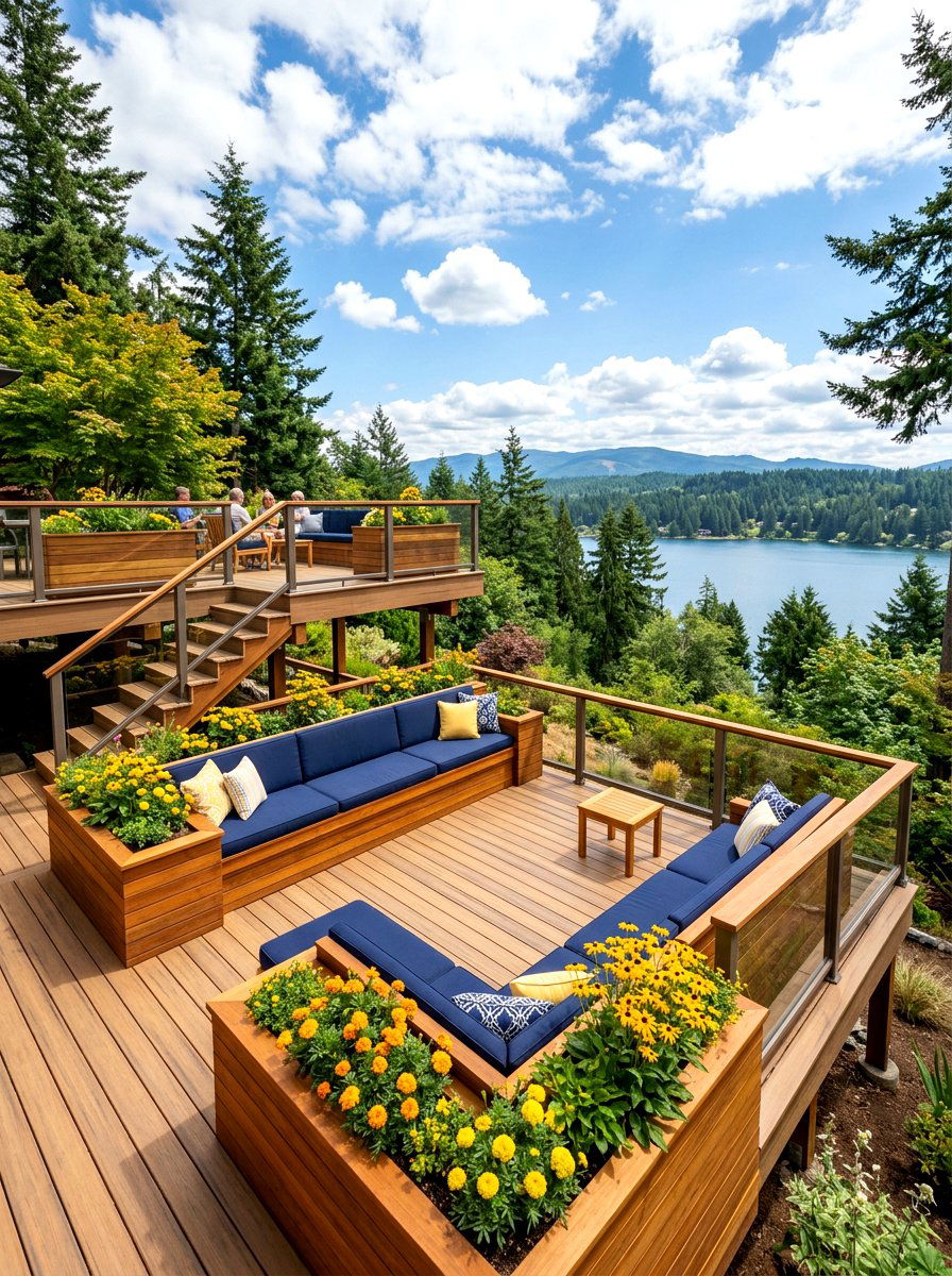 Built In Deck Seating - 30 two level deck ideas