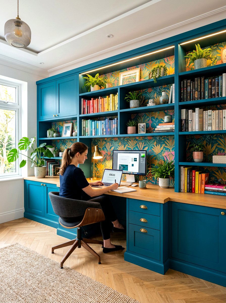 Built In Desk - 30 maximalist office ideas