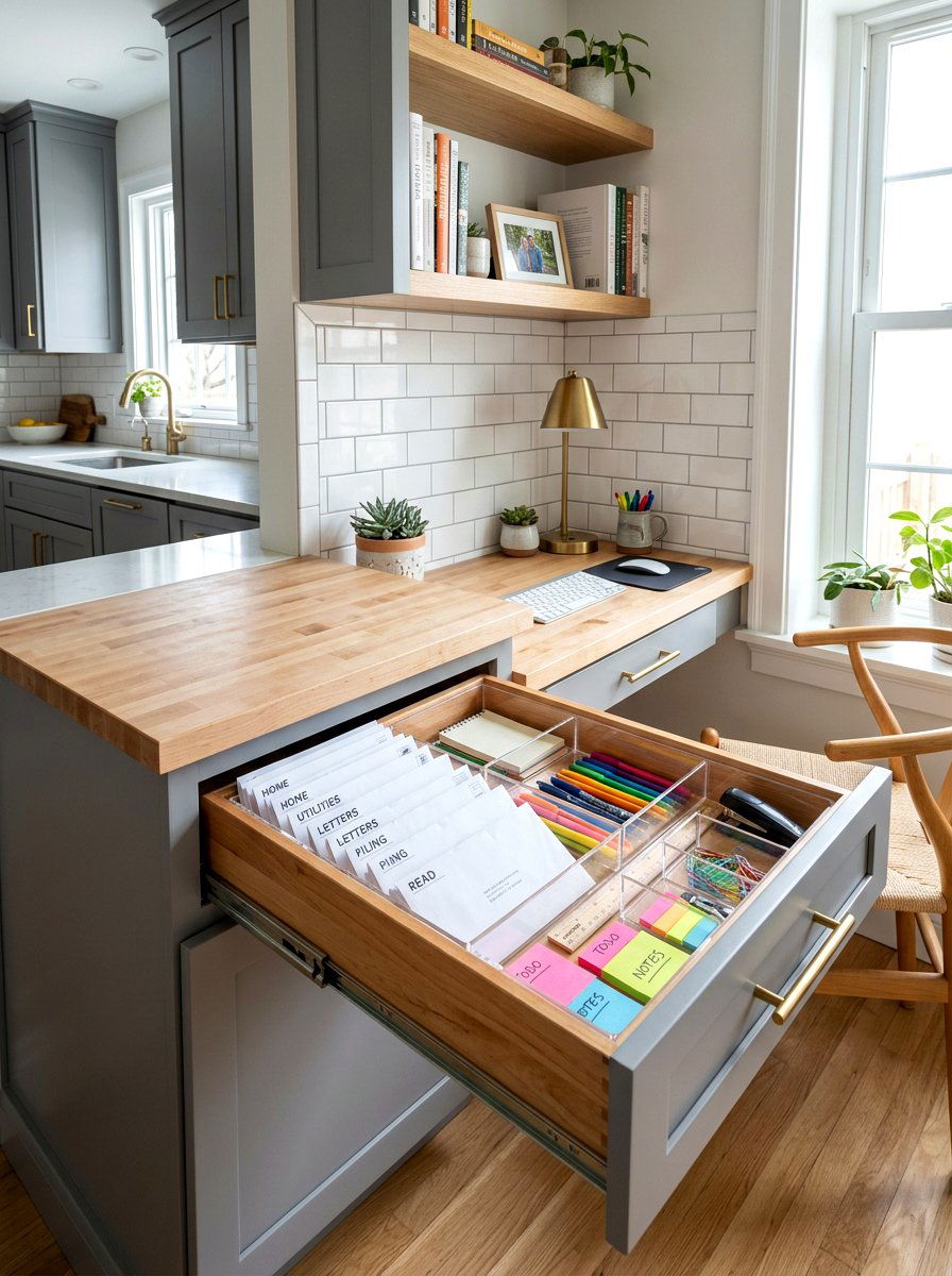 Built In Desk Drawer - 30 mail drop zone ideas