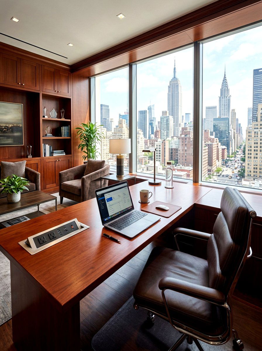 Built In Desk Power - 30 office cable management ideas
