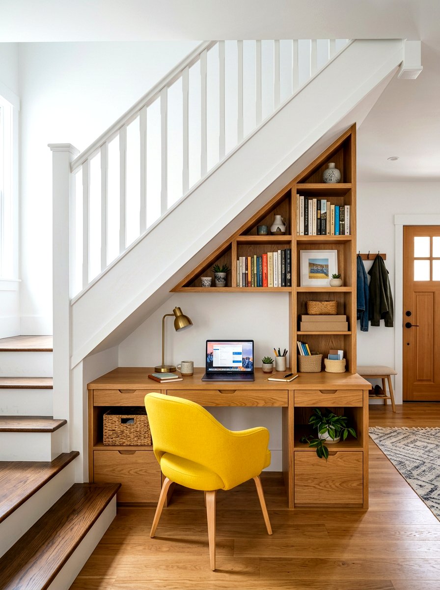 Built In Desk Under Stairs - 30 office built in desk ideas