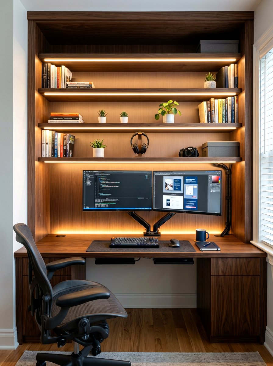 Built In Desk With Task Lighting - 30 office built in desk ideas