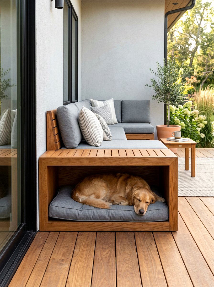 Built In Dog Bed - 30 dog friendly patio ideas aesthetic