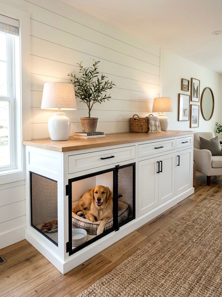 Built In Dog Crate Furniture - 30 pet corner living room ideas