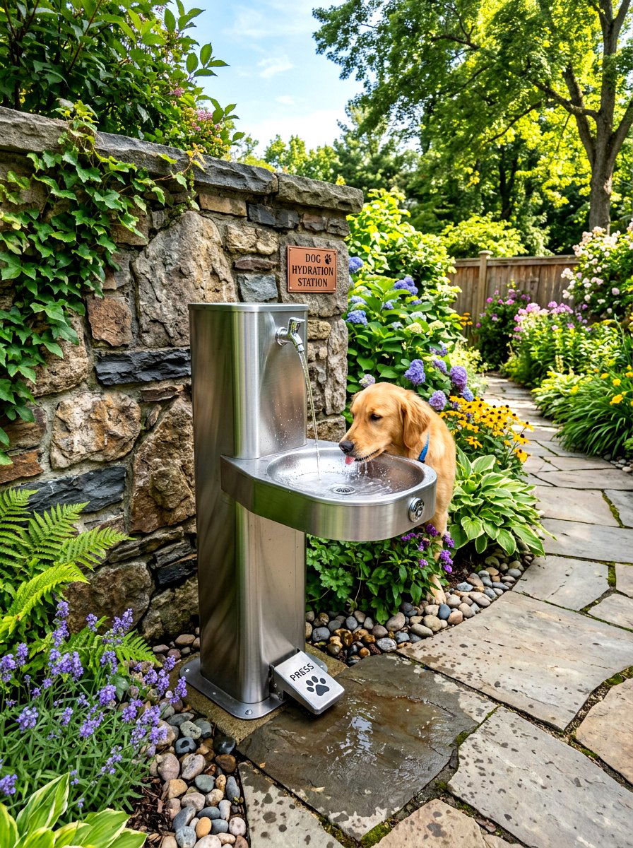 Built In Dog Water Fountain - 30 dog friendly backyard ideas