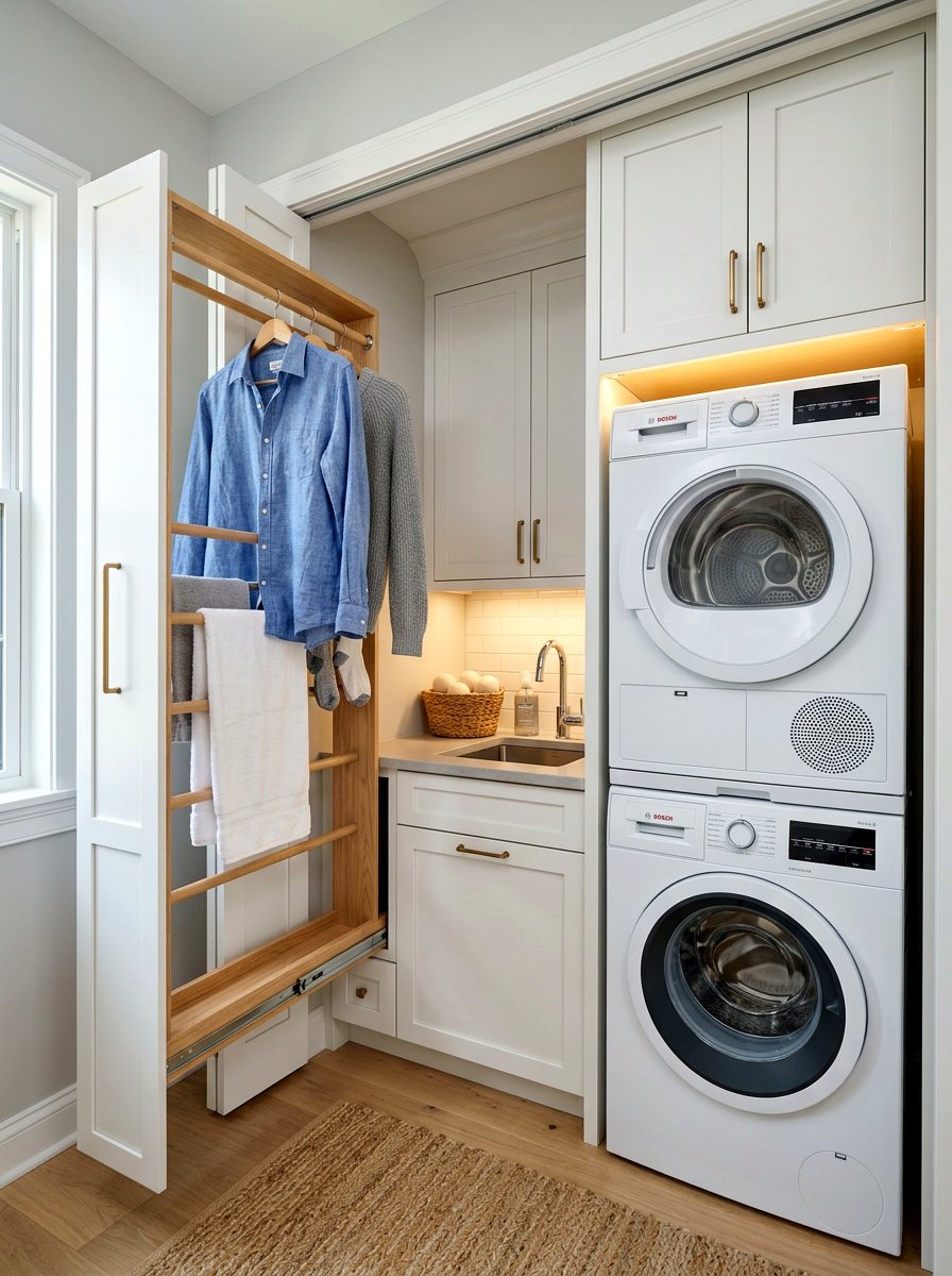 Built In Drying Rack System - 30 laundry closet ideas