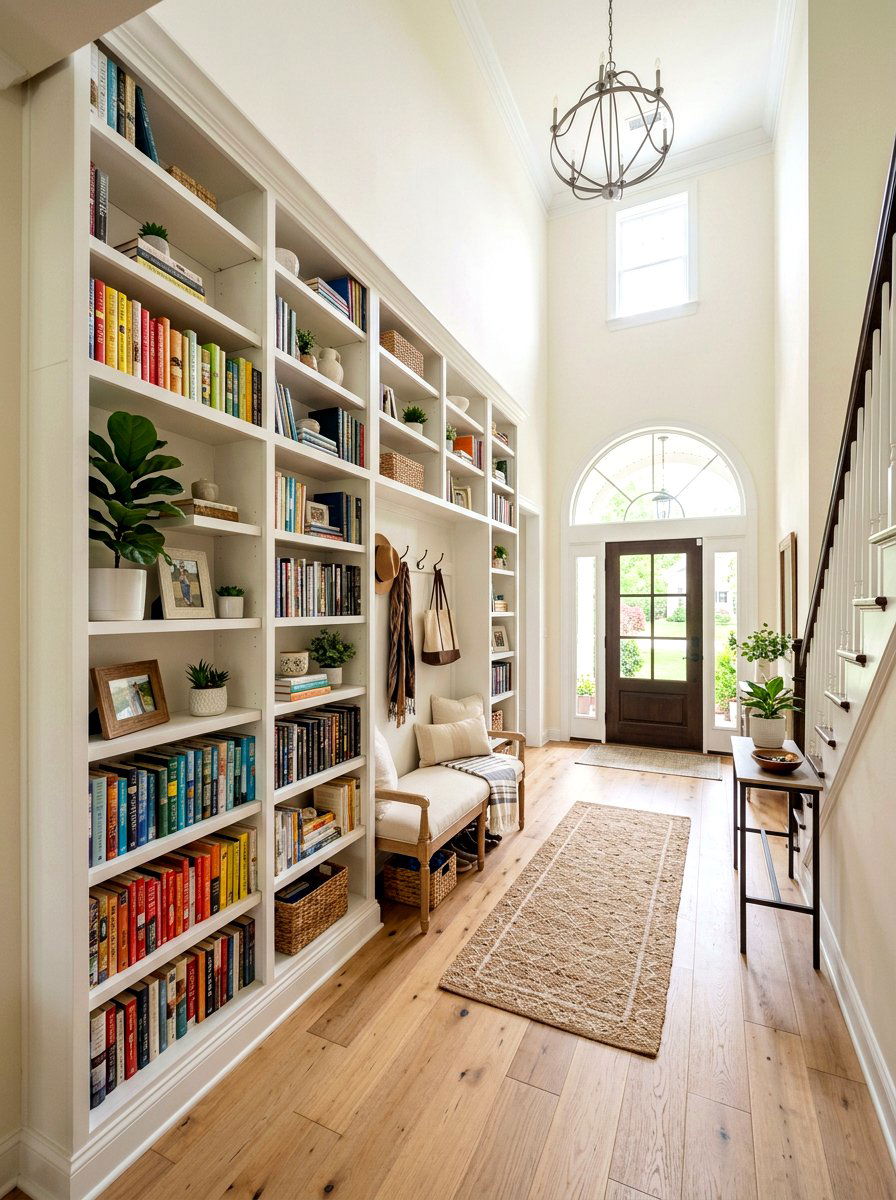 Built In Entryway Shelving - 30 two story foyer ideas