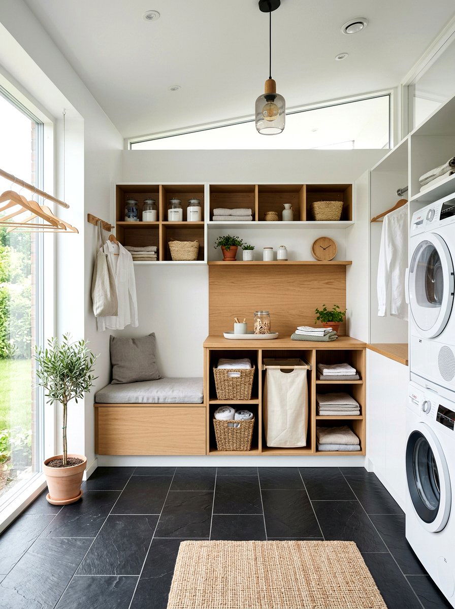 Built In Folding Station - 30 narrow laundry room ideas