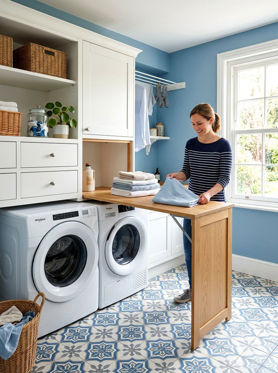 Built In Folding Table - 30 laundry nook ideas