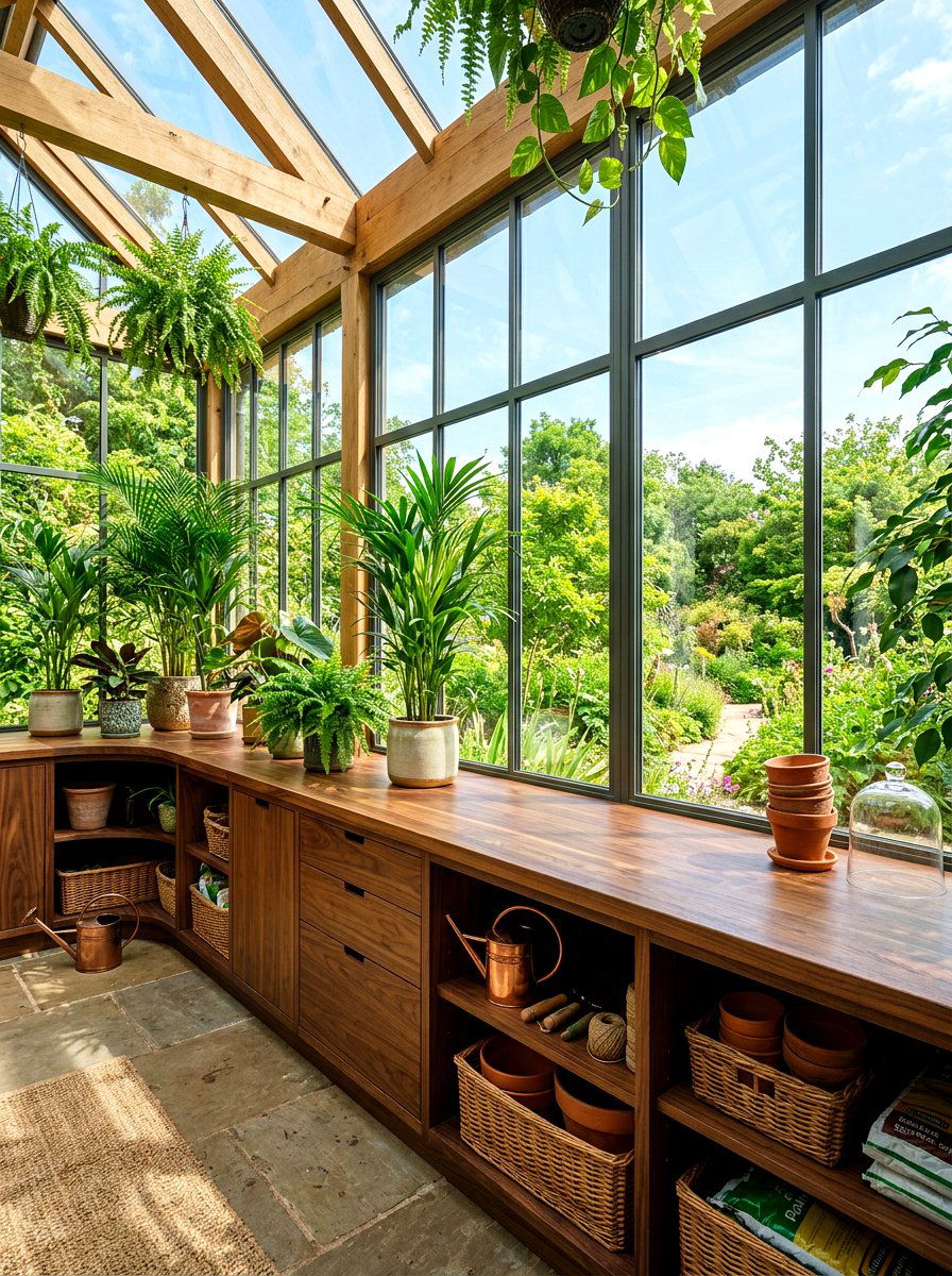 Built In Greenhouse Countertop - 30 greenhouse storage bench ideas