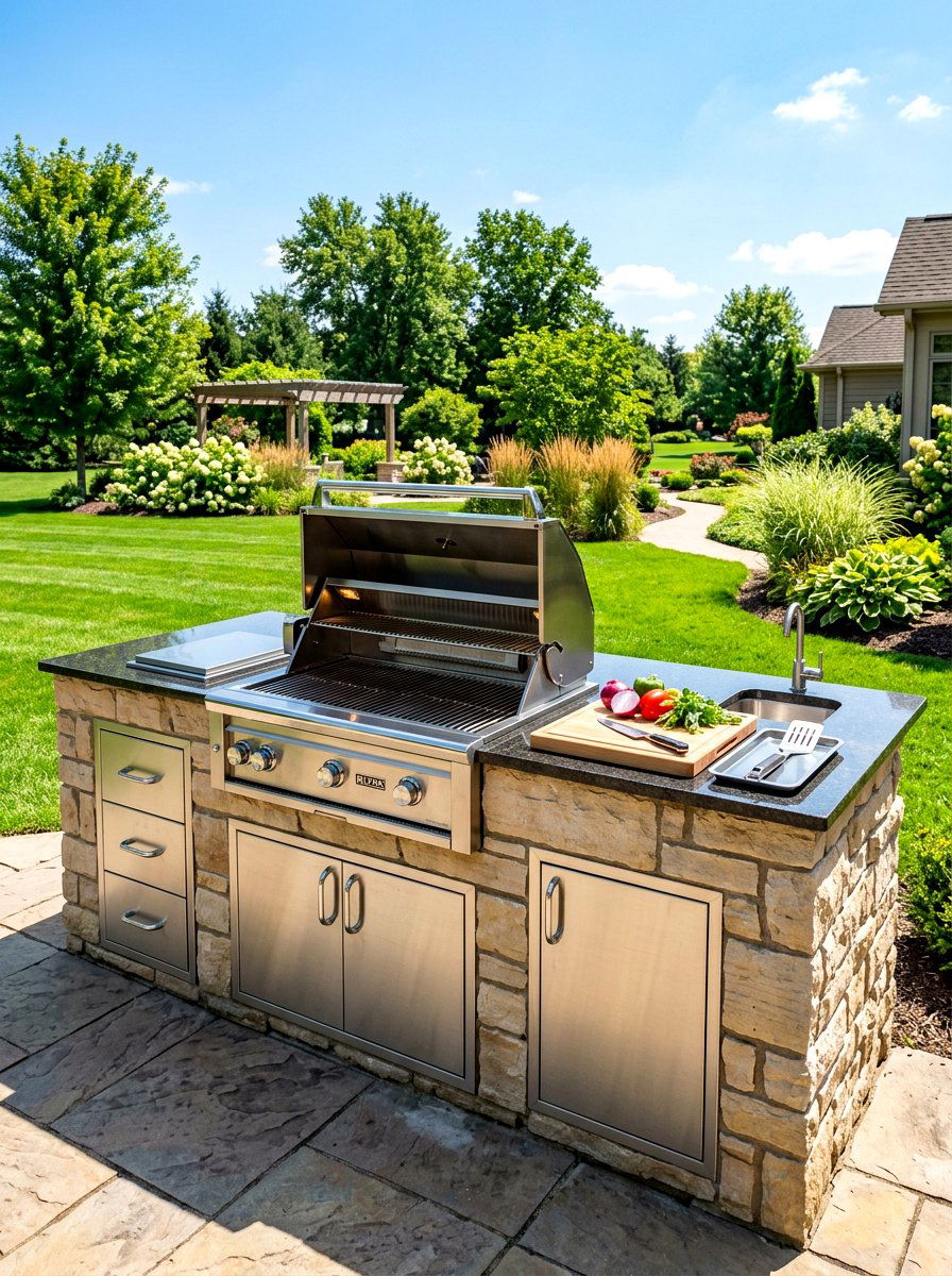 Built In Grill Station - 30 outdoor kitchen lounge ideas