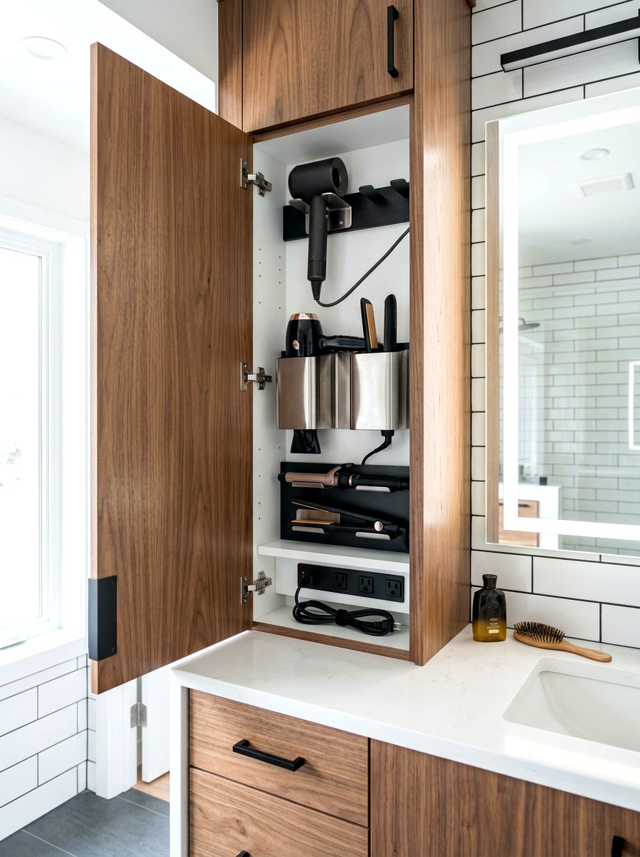Built In Hair Tool Cabinet - 30 built in bathroom storage ideas