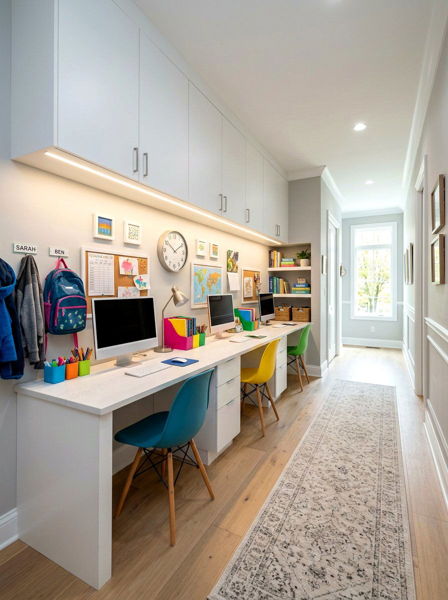 Built In Homeschool Desk - 30 home schoolroom ideas