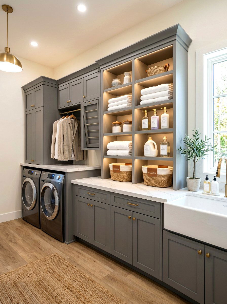 Built In Laundry Room Shelving - 30 detergent shelf ideas