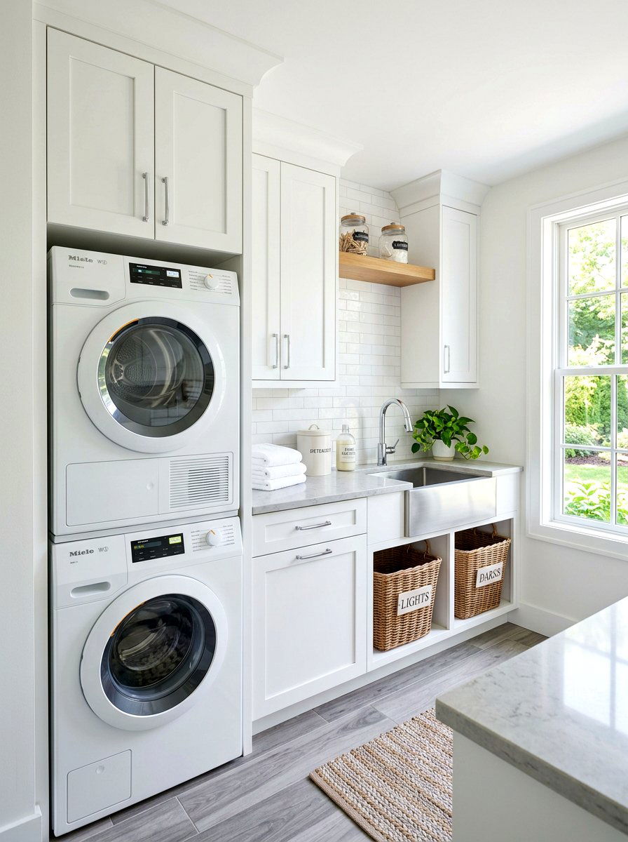 Built In Laundry Station - 30 built in bathroom storage ideas