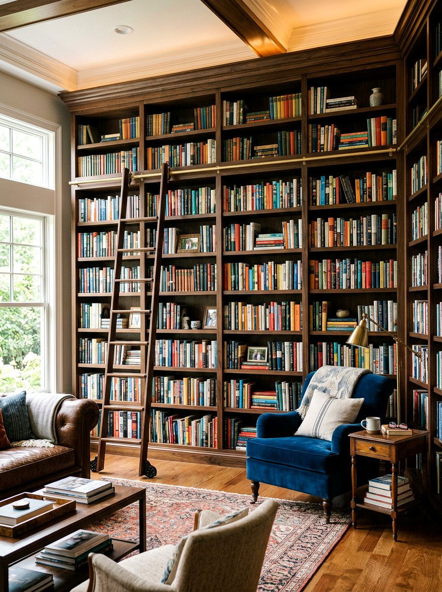 Built In Library - 30 English manor living room ideas