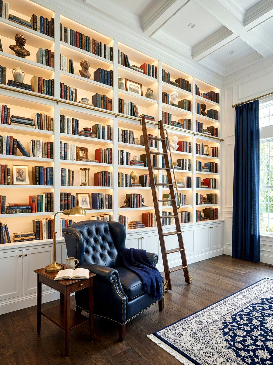 Built In Library - 30 quiet luxury apartment ideas