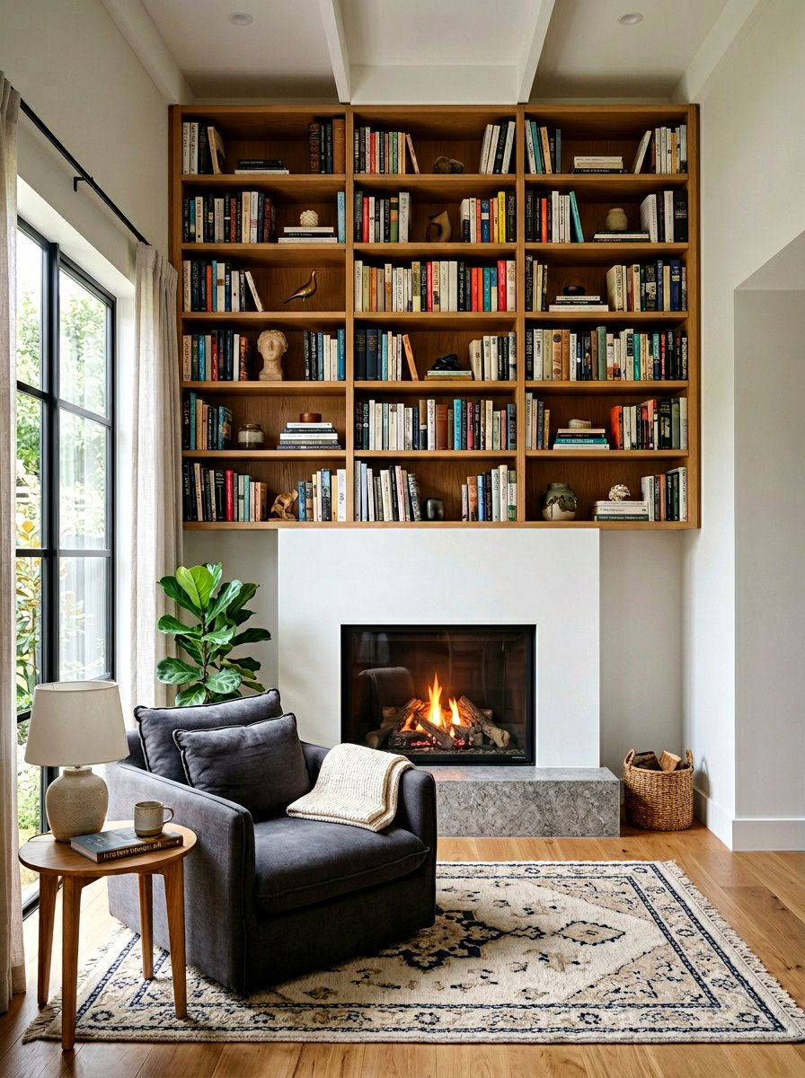 Built In Library Shelves Over Fireplace - 30 library fireplace ideas