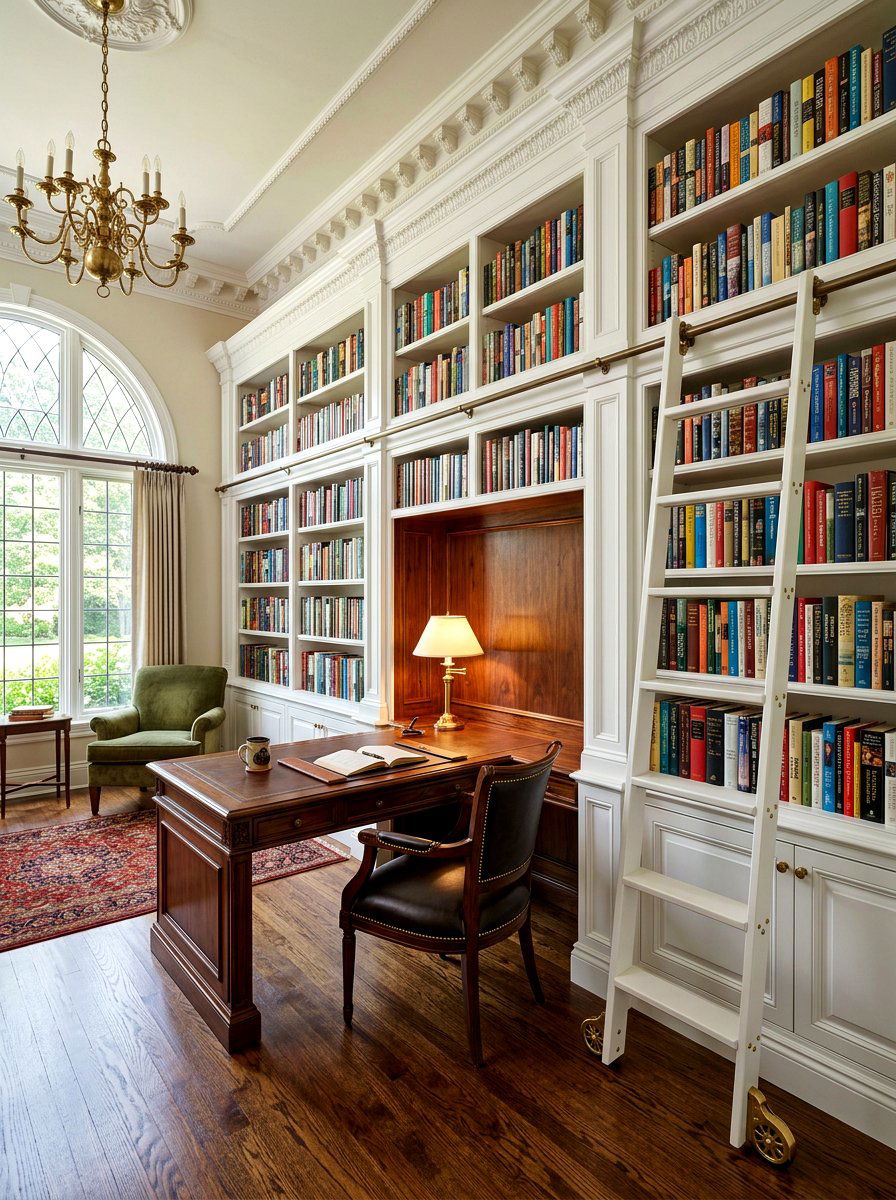 Built In Library Wall - 30 ladder library office ideas