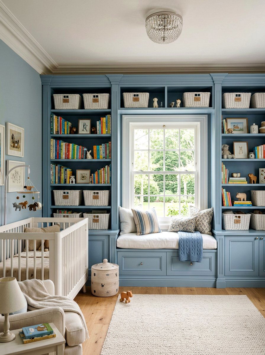Built In Library Wall - 30 nursery bookshelf ideas