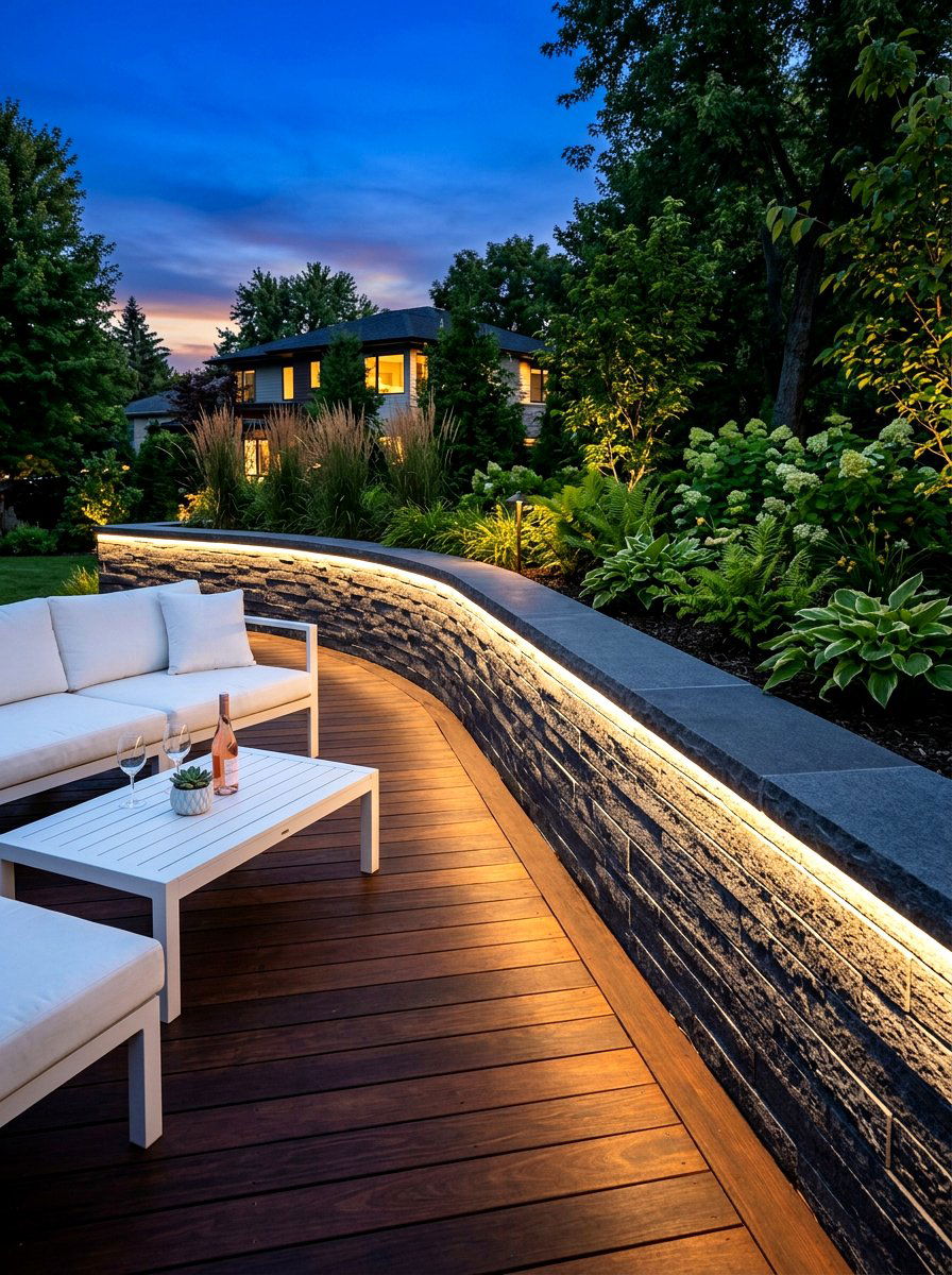 Built In Lighting Retaining Wall - 30 retaining wall garden ideas