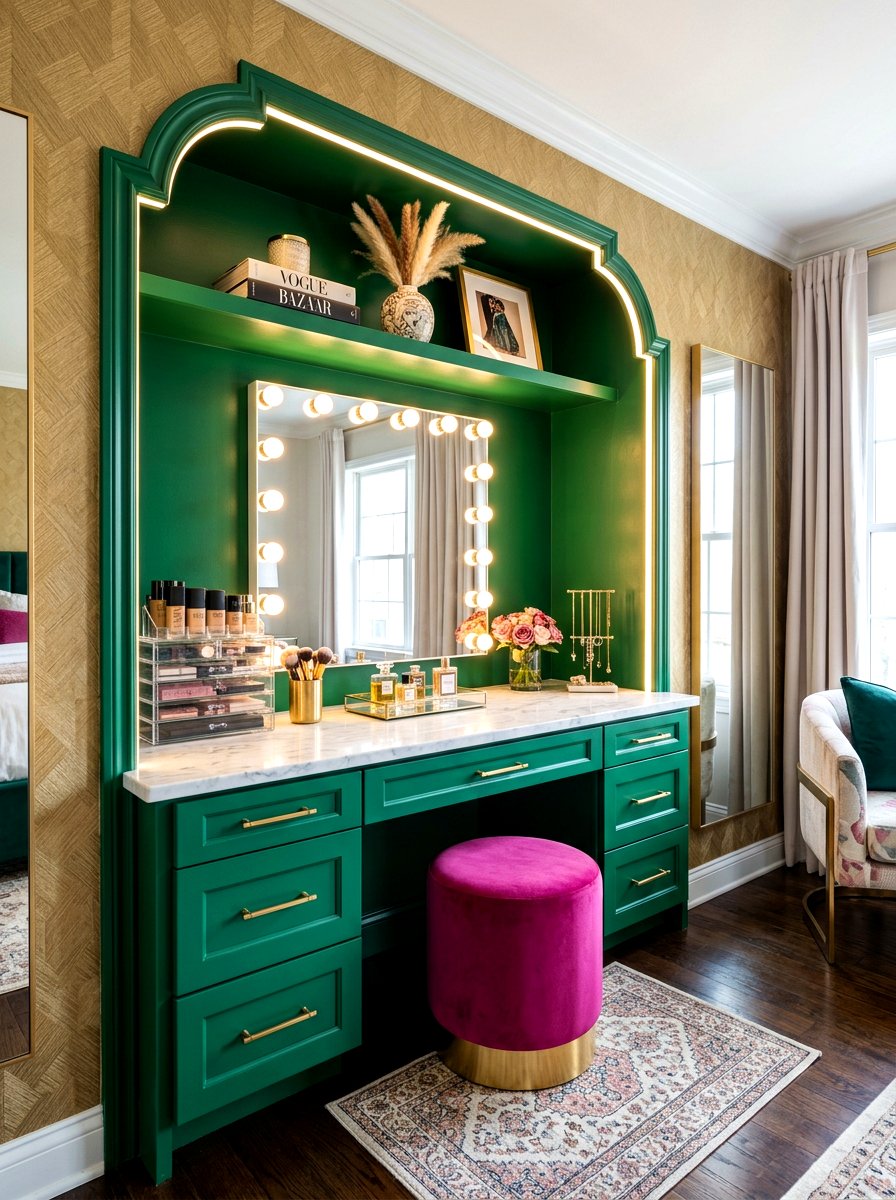 Built In Makeup Station - 30 built in bathroom storage ideas
