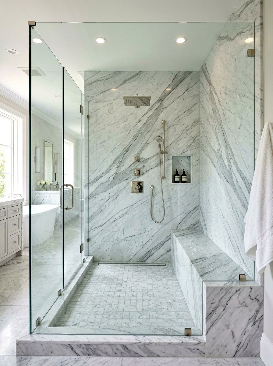 Built In Marble Shower Bench - 30 shower bench styling ideas
