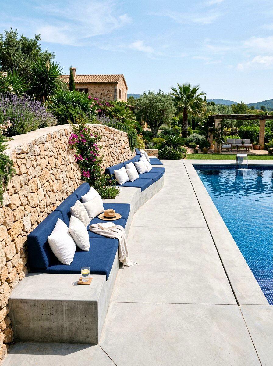 Built In Masonry Seating - 30 pool lounge patio ideas