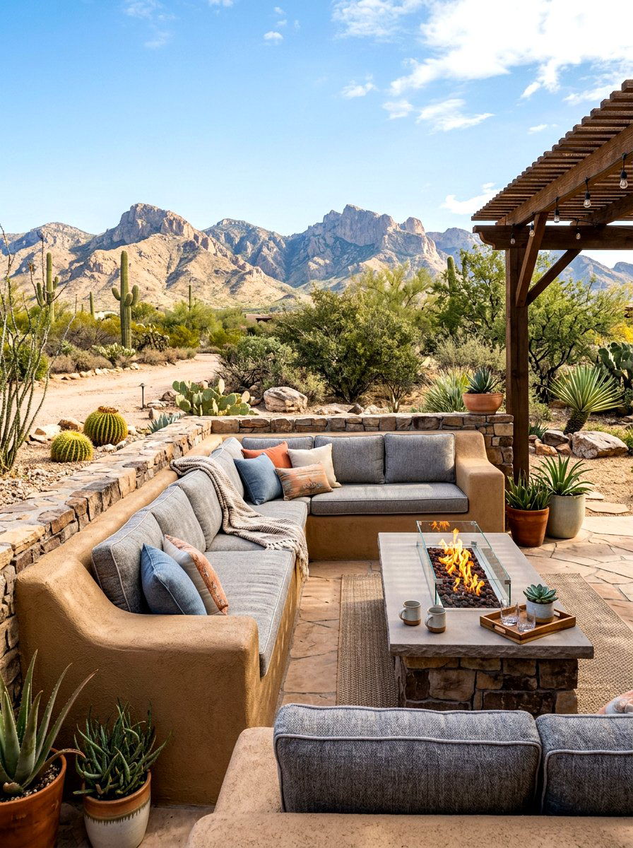 Built In Masonry Seating - 30 desert patio ideas