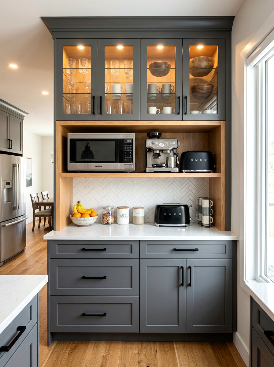 Built In Microwave Hutch - 30 messy kitchen ideas
