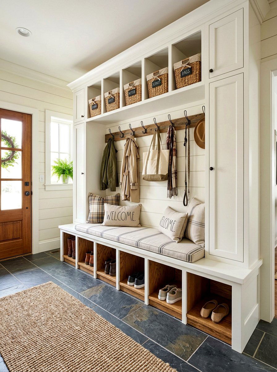 Built In Mudroom Bench With Cubbies - 30 farmhouse entryway bench ideas
