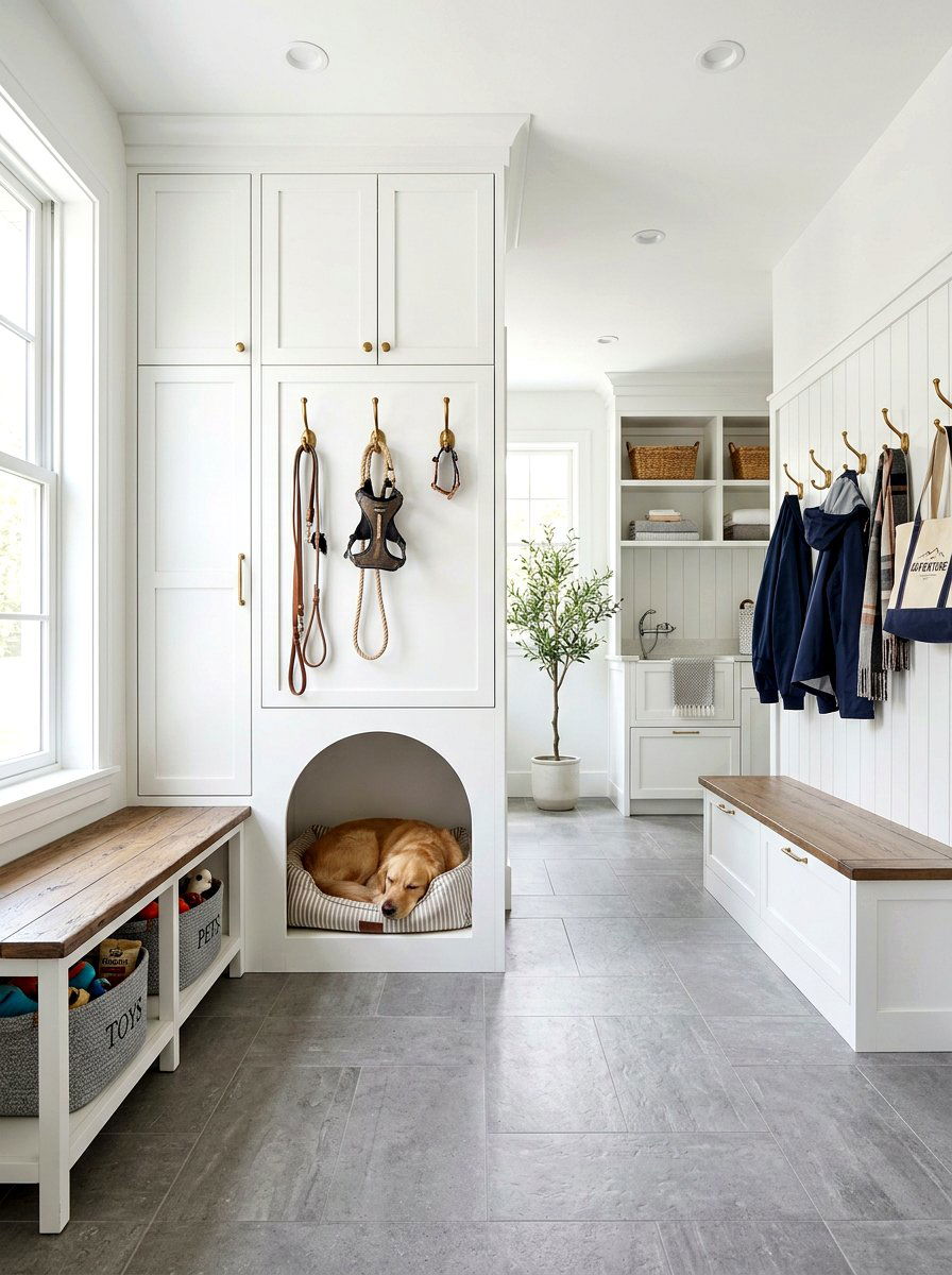 Built In Mudroom Pet Cubby - 30 pet toy wall storage ideas