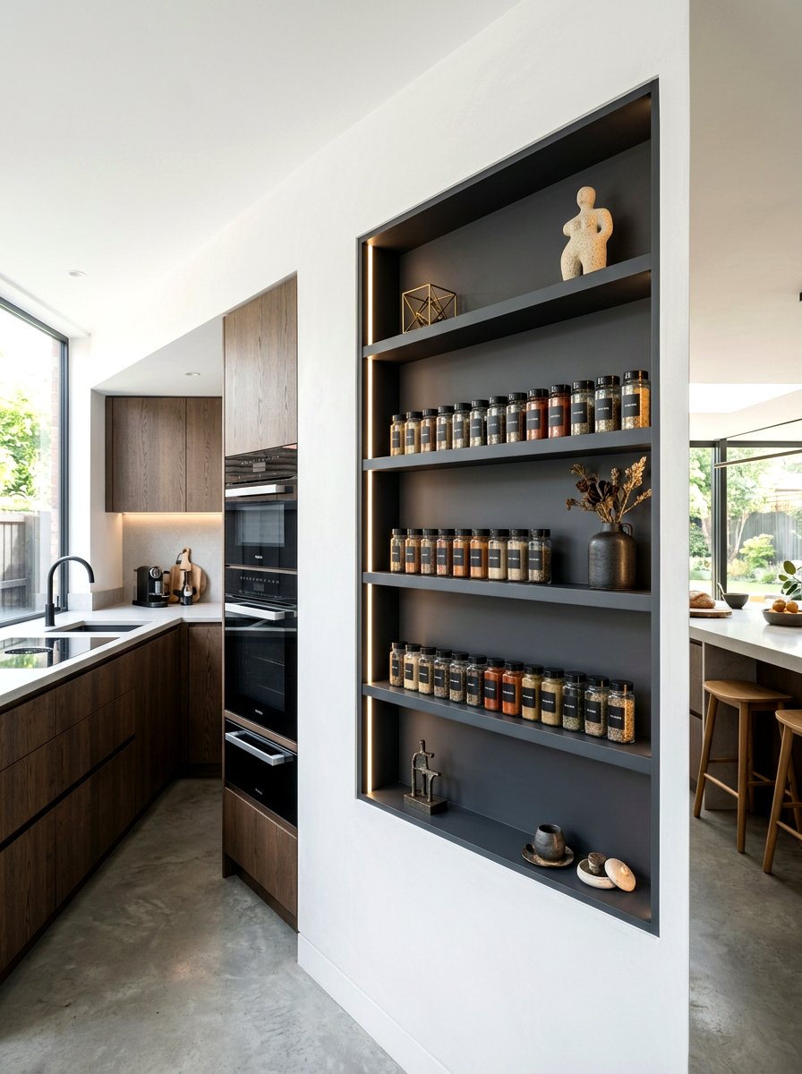 Built In Niche Shelving - 30 kitchen open shelf styling ideas