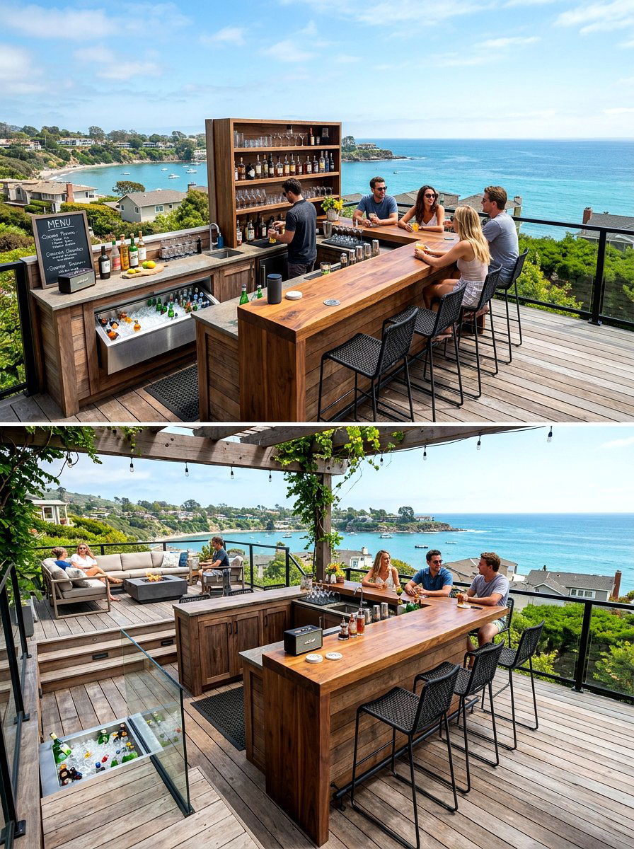 Built In Outdoor Bar - 30 two level deck ideas