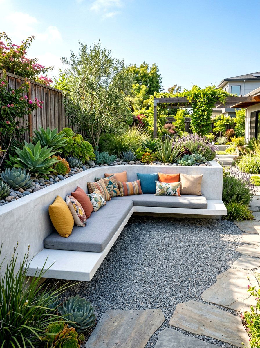 Built In Outdoor Bench - 30 California casual patio ideas