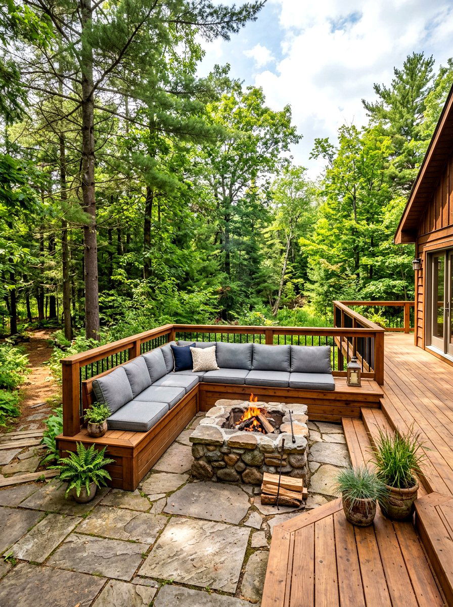 Built In Patio Seating - 30 mountain cabin patio ideas