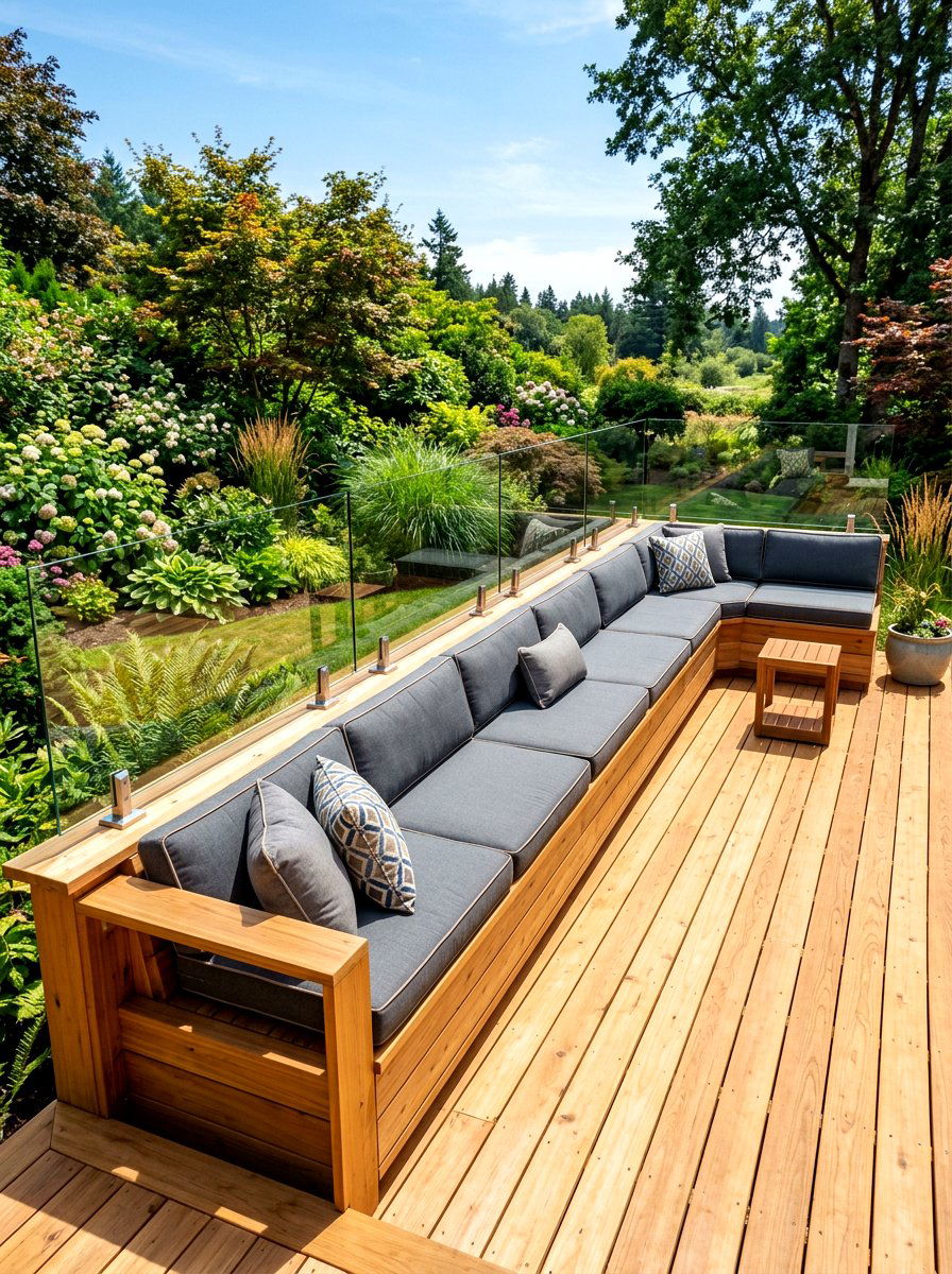 Built In Perimeter Bench - 30 deck seating ideas