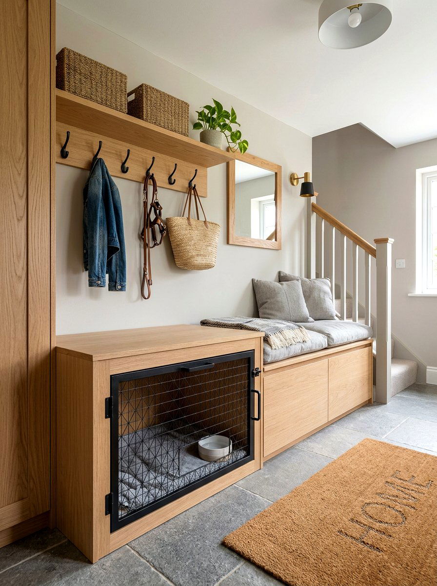 Built In Pet Crate - 30 pet friendly mudroom ideas