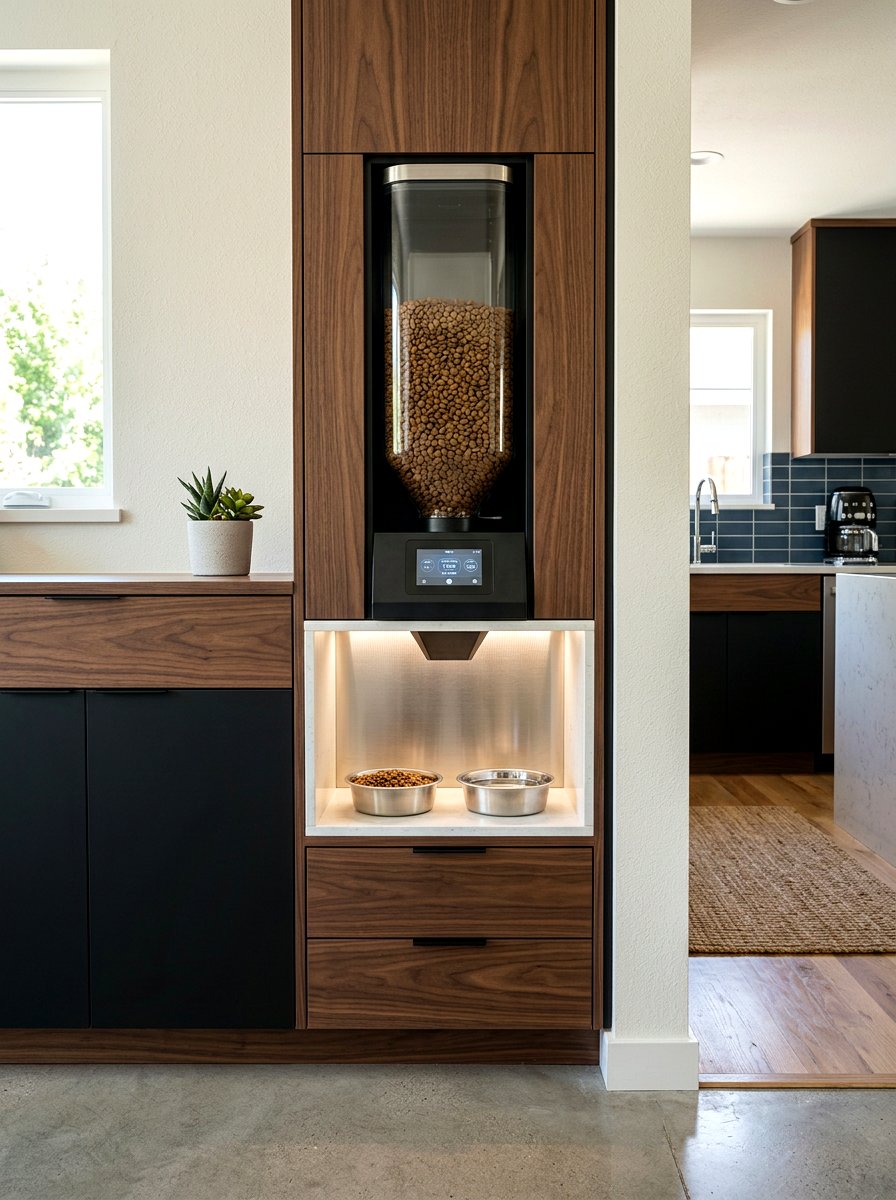 Built In Pet Food Dispenser - 30 mudroom pet feeding ideas