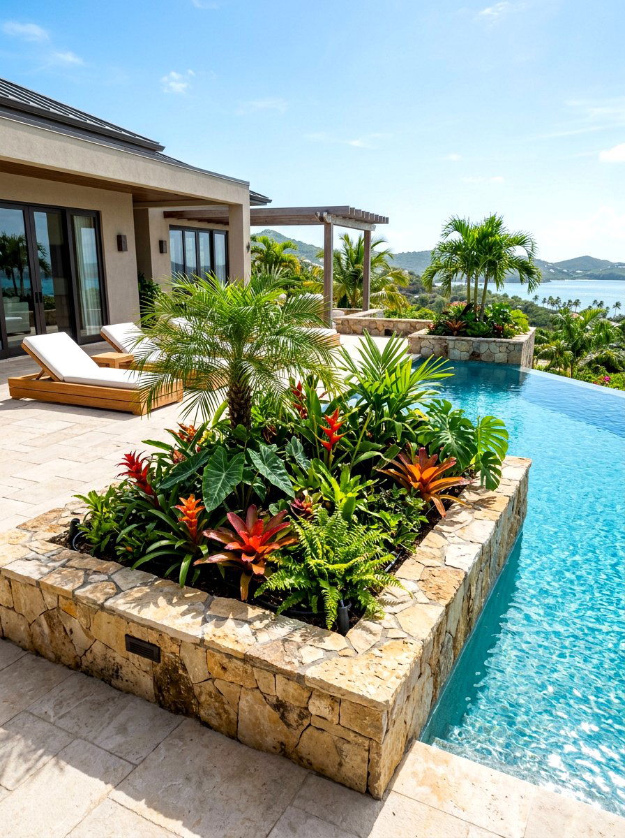 Built In Poolside Planter - 30 poolside planters ideas