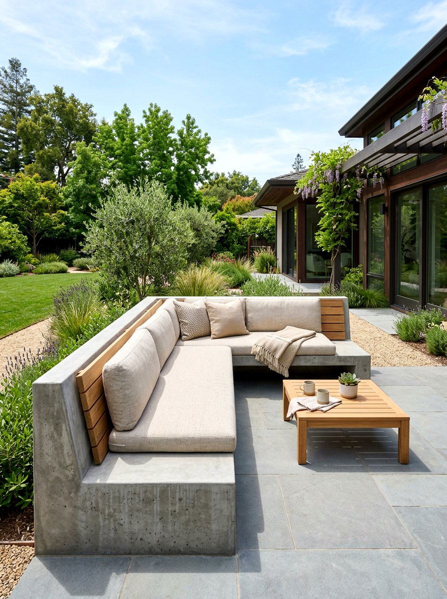 Built In Seating - 30 warm minimalist backyard ideas