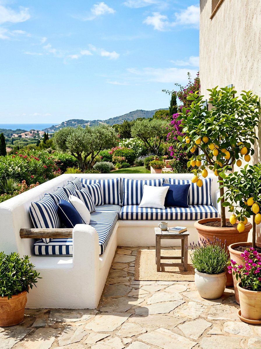 Built In Seating Bench - 30 Mediterranean exterior courtyard ideas