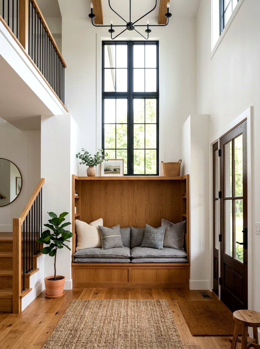 Built In Seating Entryway - 30 double height foyer ideas