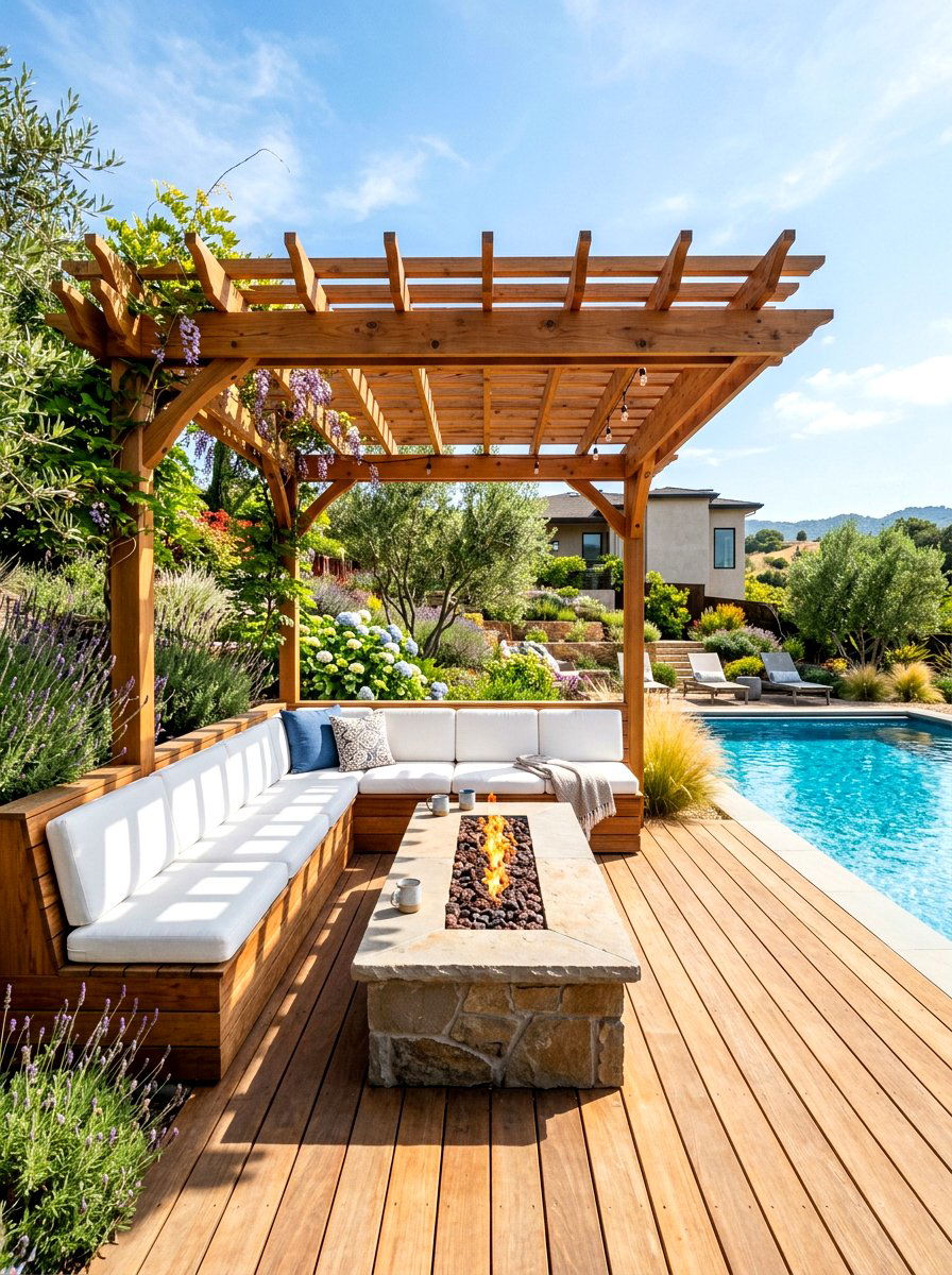 Built In Seating Pergola - 30 poolside pergola ideas