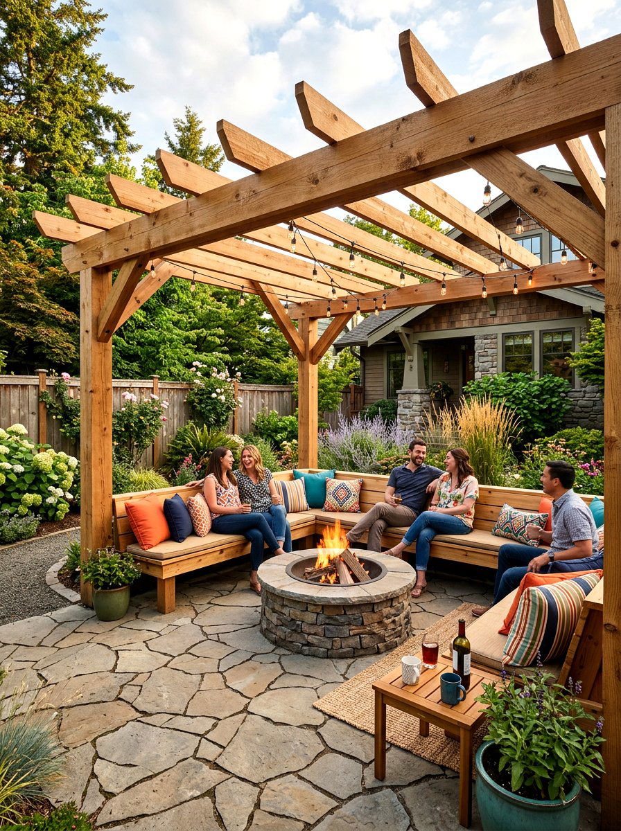 Built In Seating Pergola - 30 outdoor breakfast pergola ideas