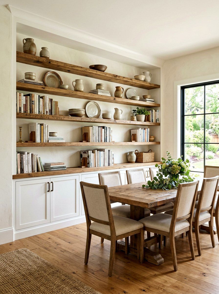 Built In Shelving - 30 rustic dining room ideas