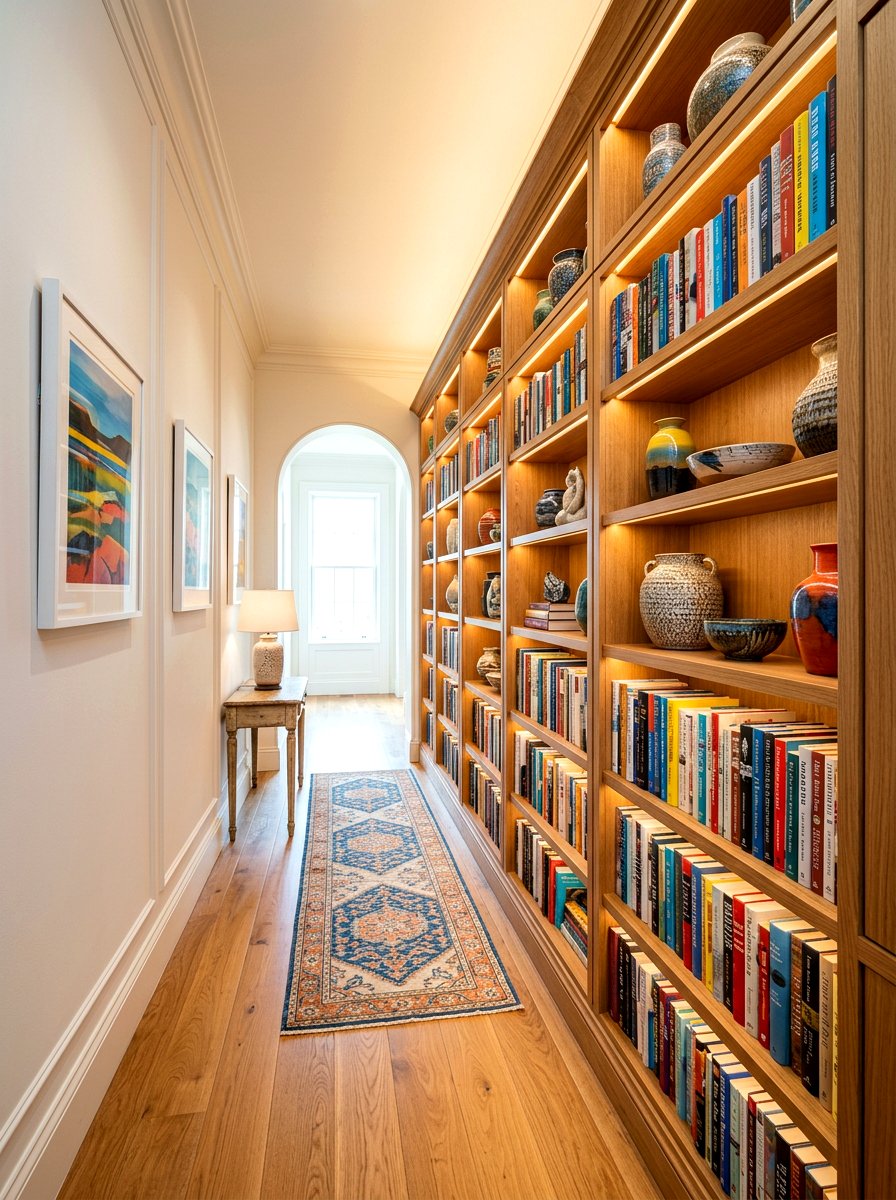 Built In Shelving - 30 narrow hall styling ideas