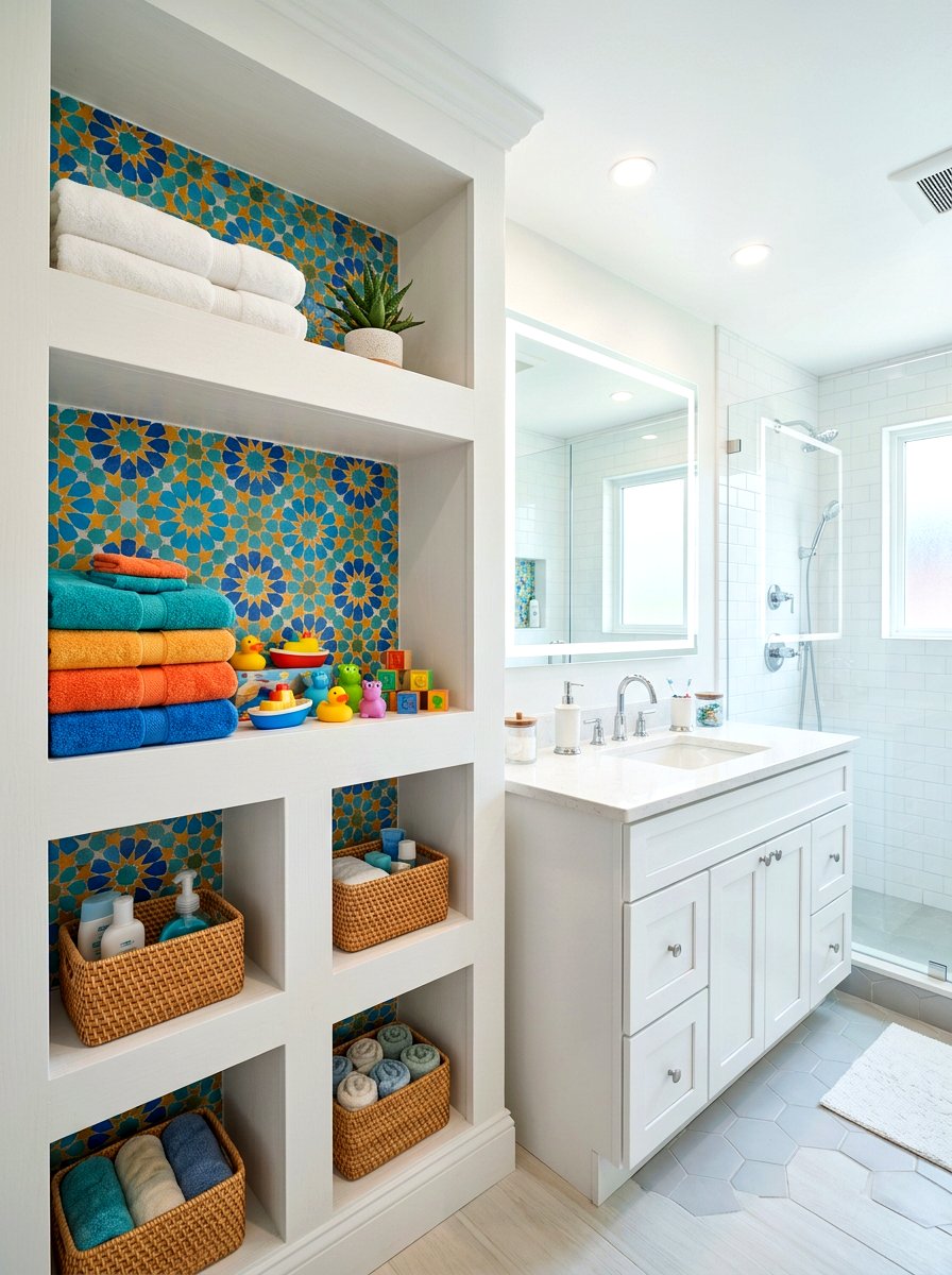 Built In Shelving Bathroom - 30 small kids bathroom ideas