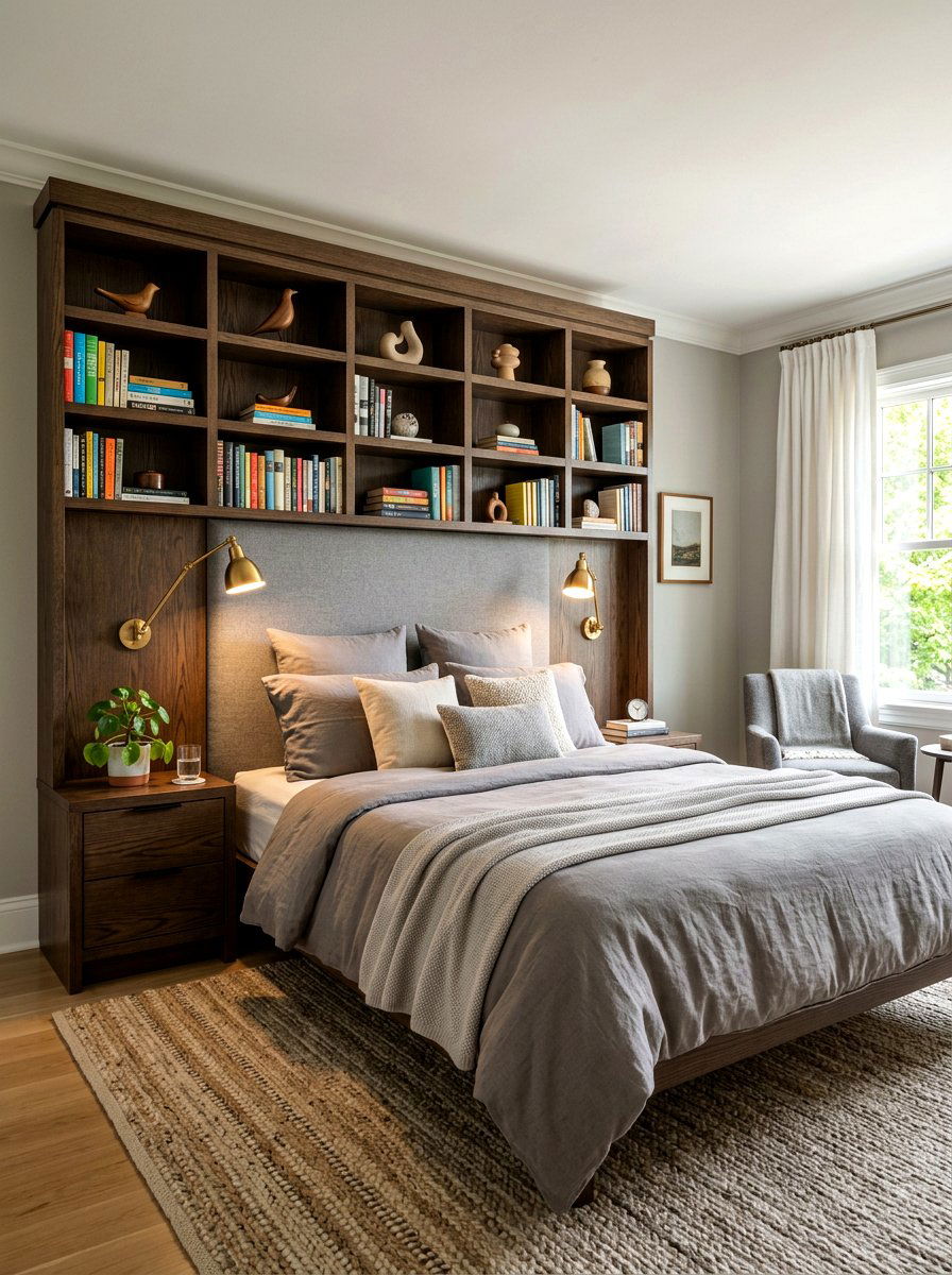 Built In Shelving Headboard - 30 oversized headboard ideas